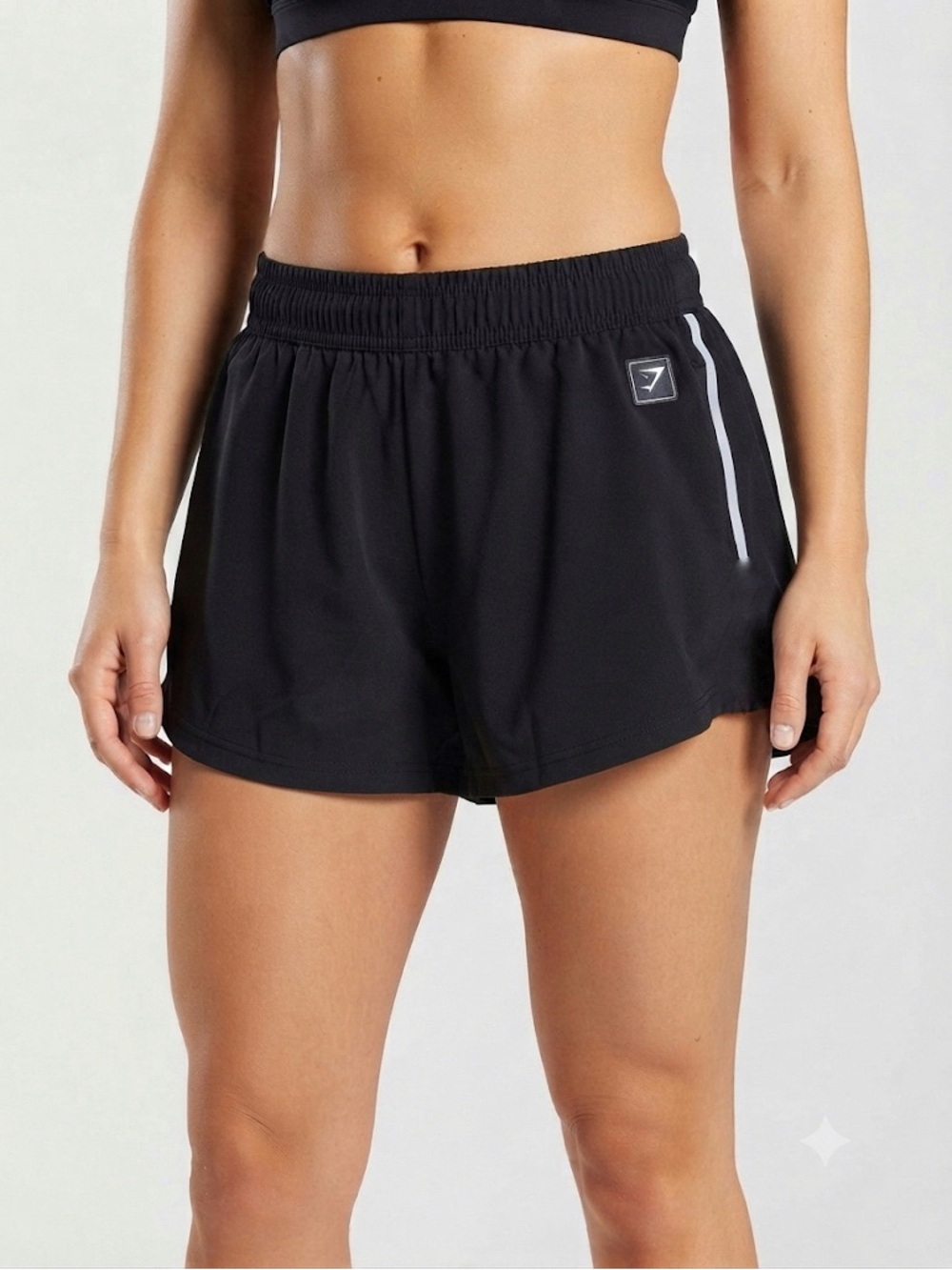 Gymshark Recess Shorts Size Large Side Snap Button Black High Rise
